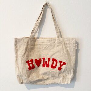 NEW Howdy Graphic Print Canvas Shoulder Tote Bag Western Rodeo Country Heart